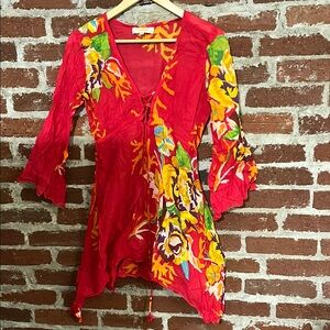 Floral Red beach coverup